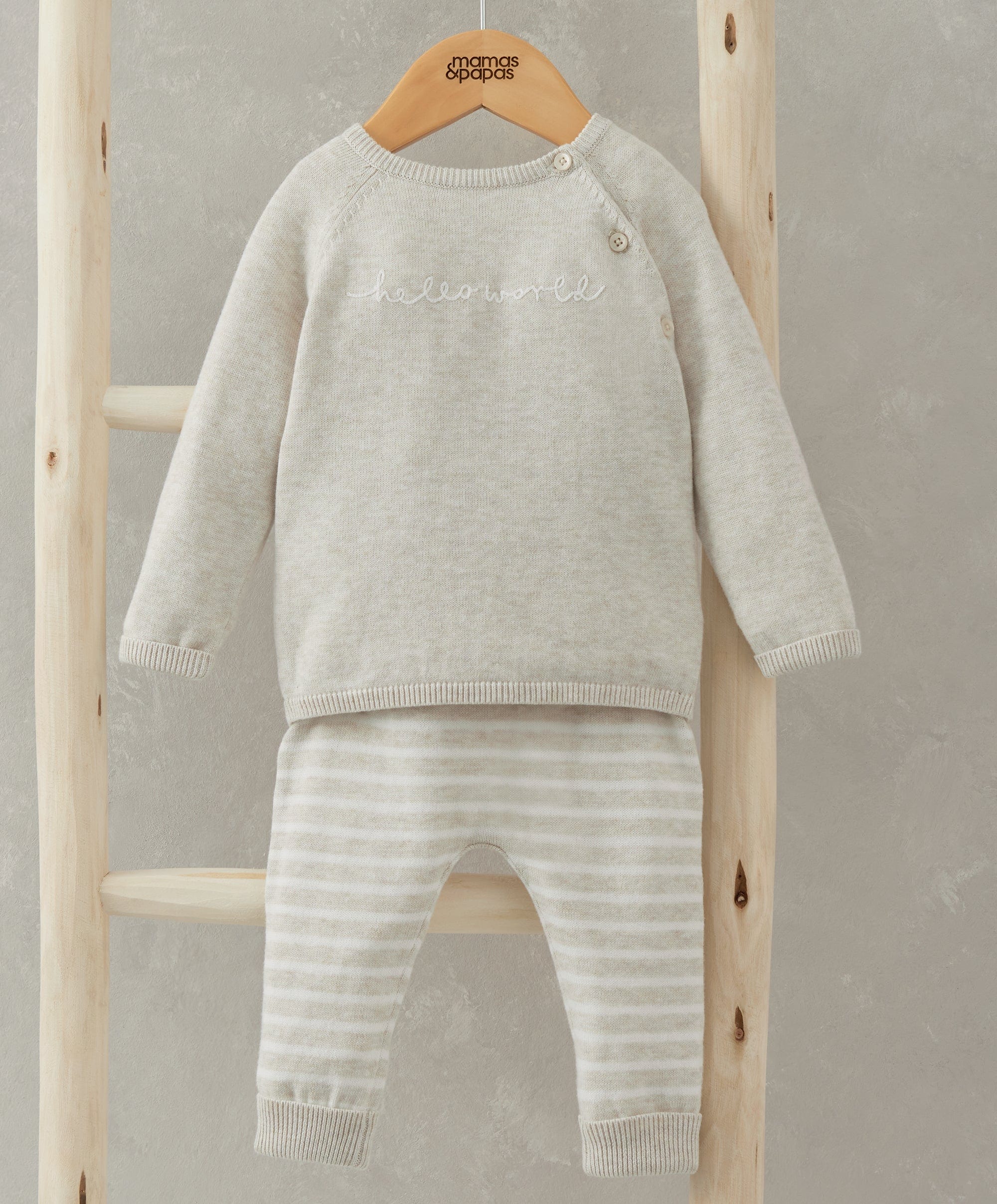 Hello World Knit Set (2 Piece) - Beige - Image 9