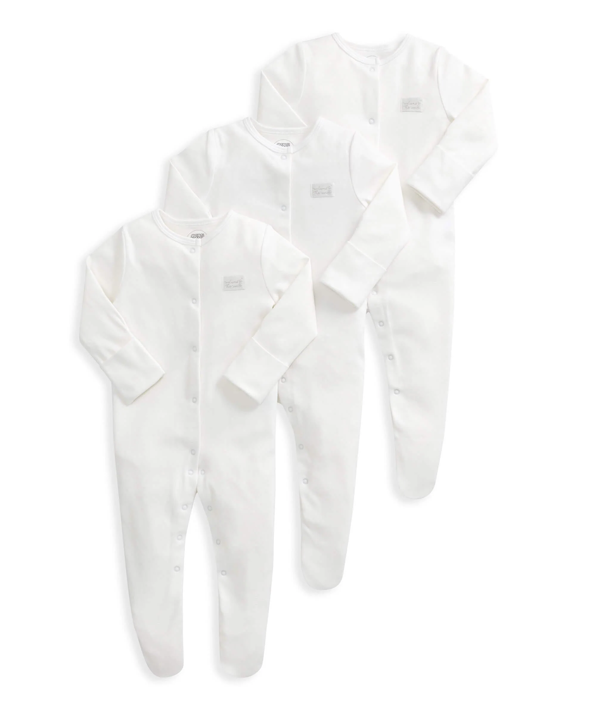 Organic Cotton Sleepsuits (Pack of 3) - White - Image 3