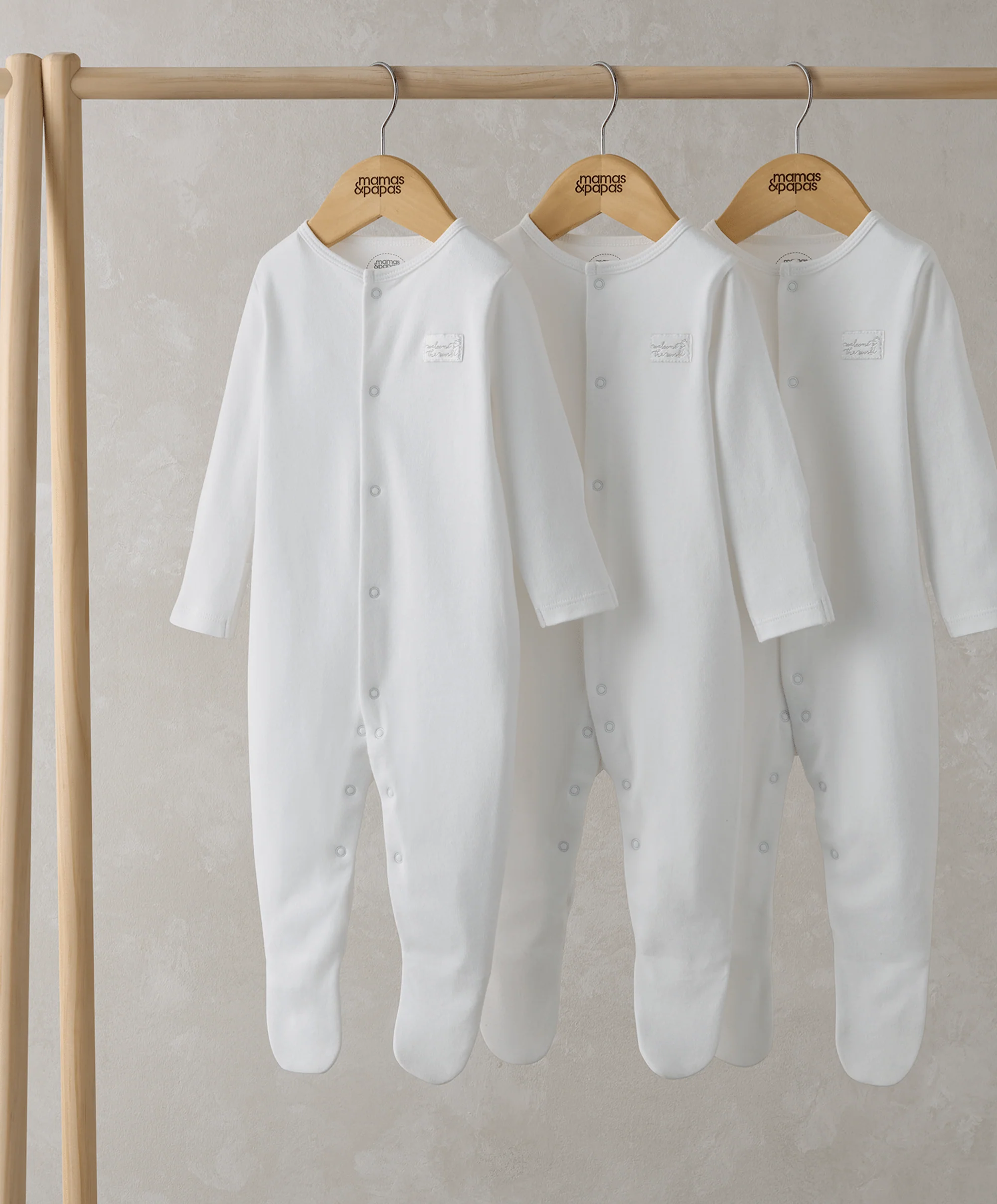 Organic Cotton Sleepsuits (Pack of 3) - White - Image 4