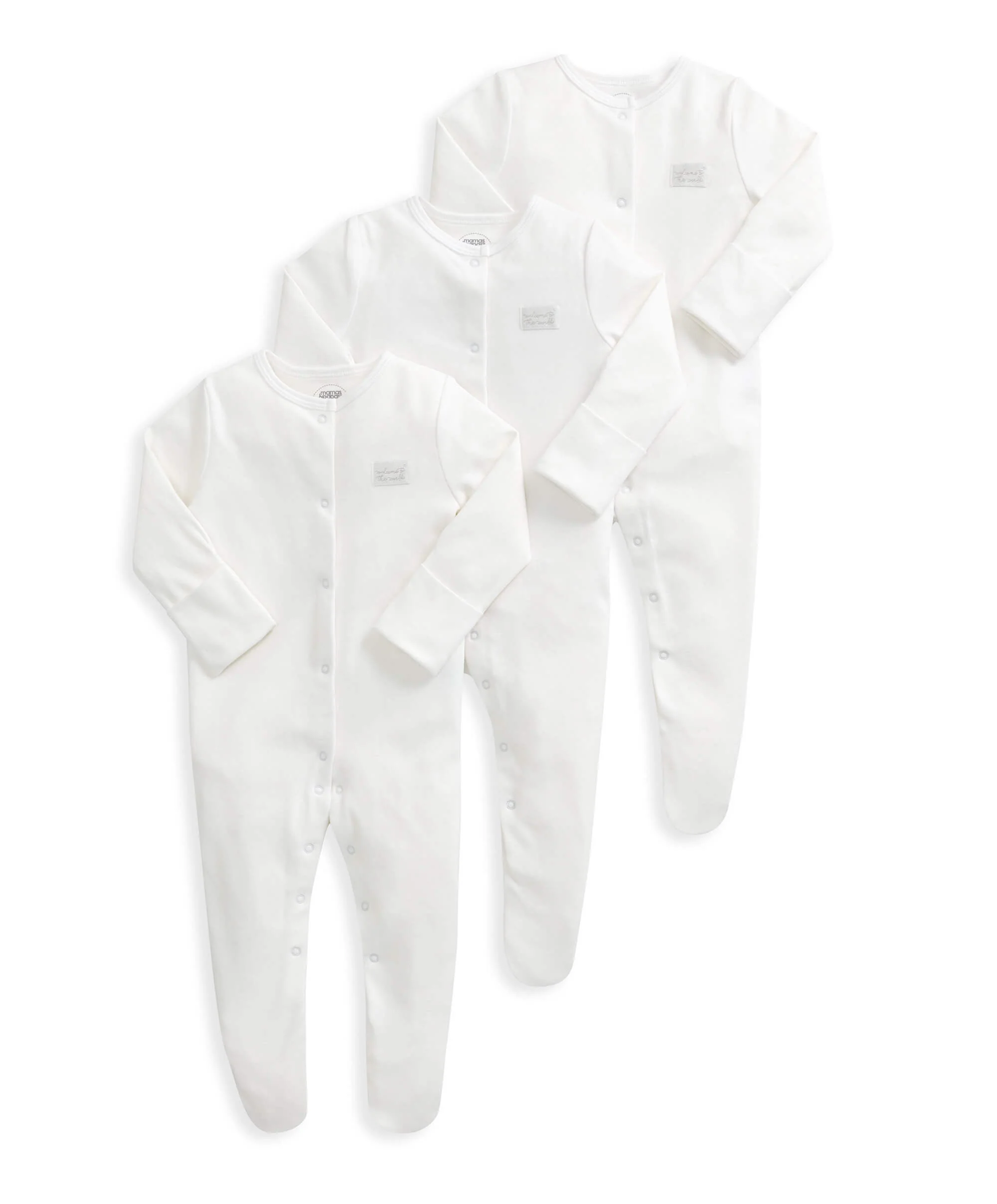 Organic Cotton Sleepsuits (Pack of 3) - White - Image 6