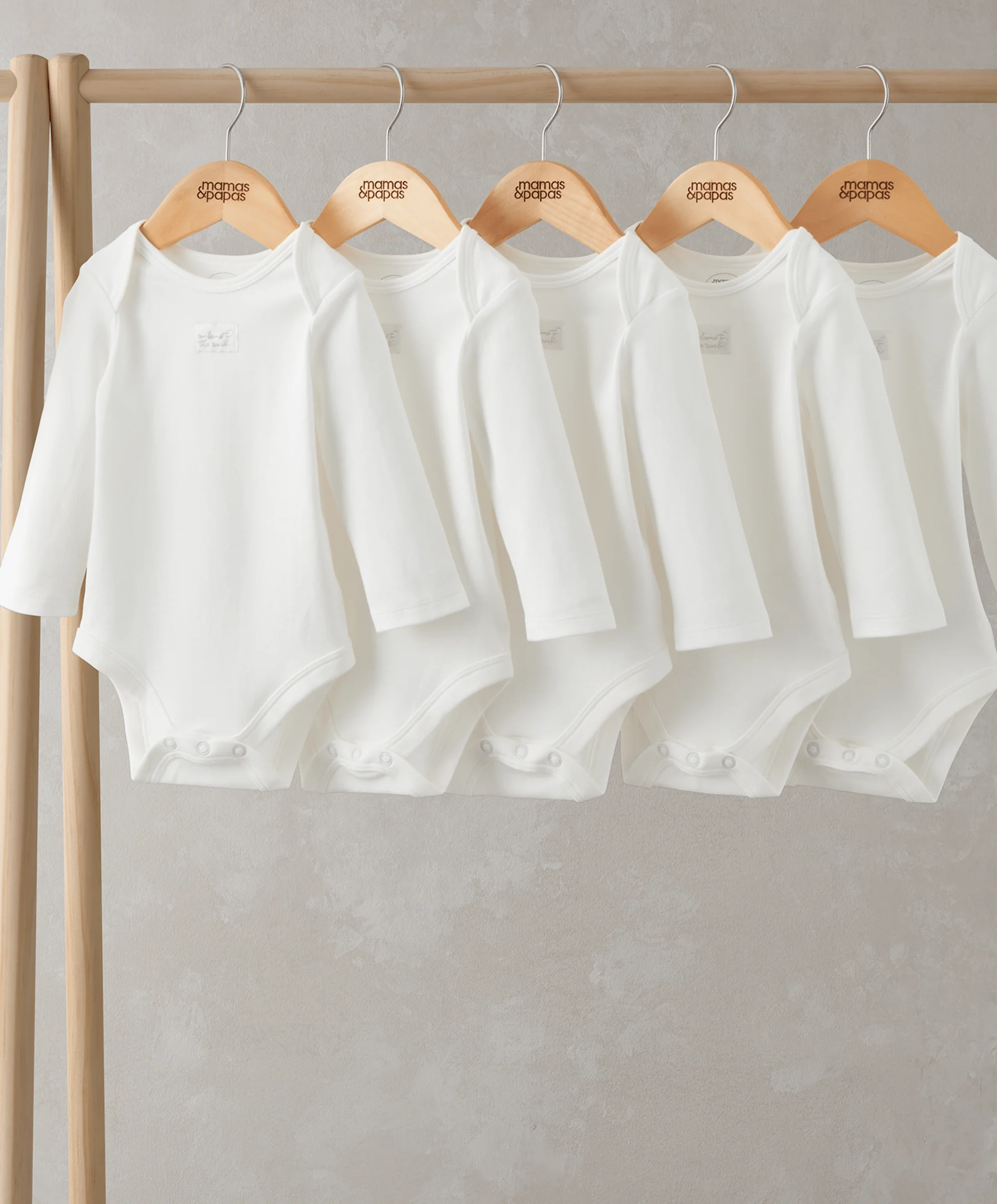 Organic Cotton Longsleeved Bodysuits (5 Pack) -  White - Image 3