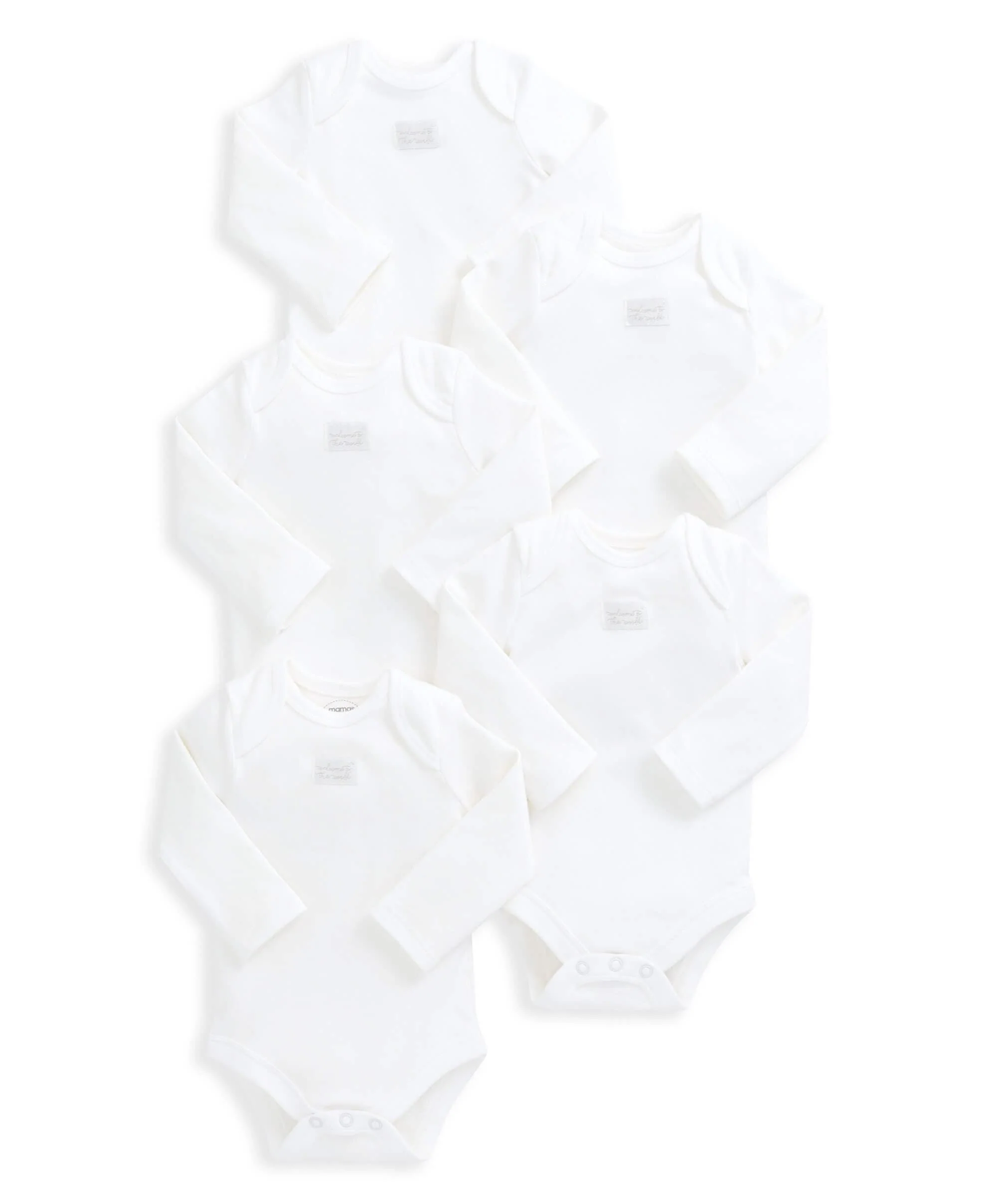 Organic Cotton Longsleeved Bodysuits (5 Pack) -  White - Image 4