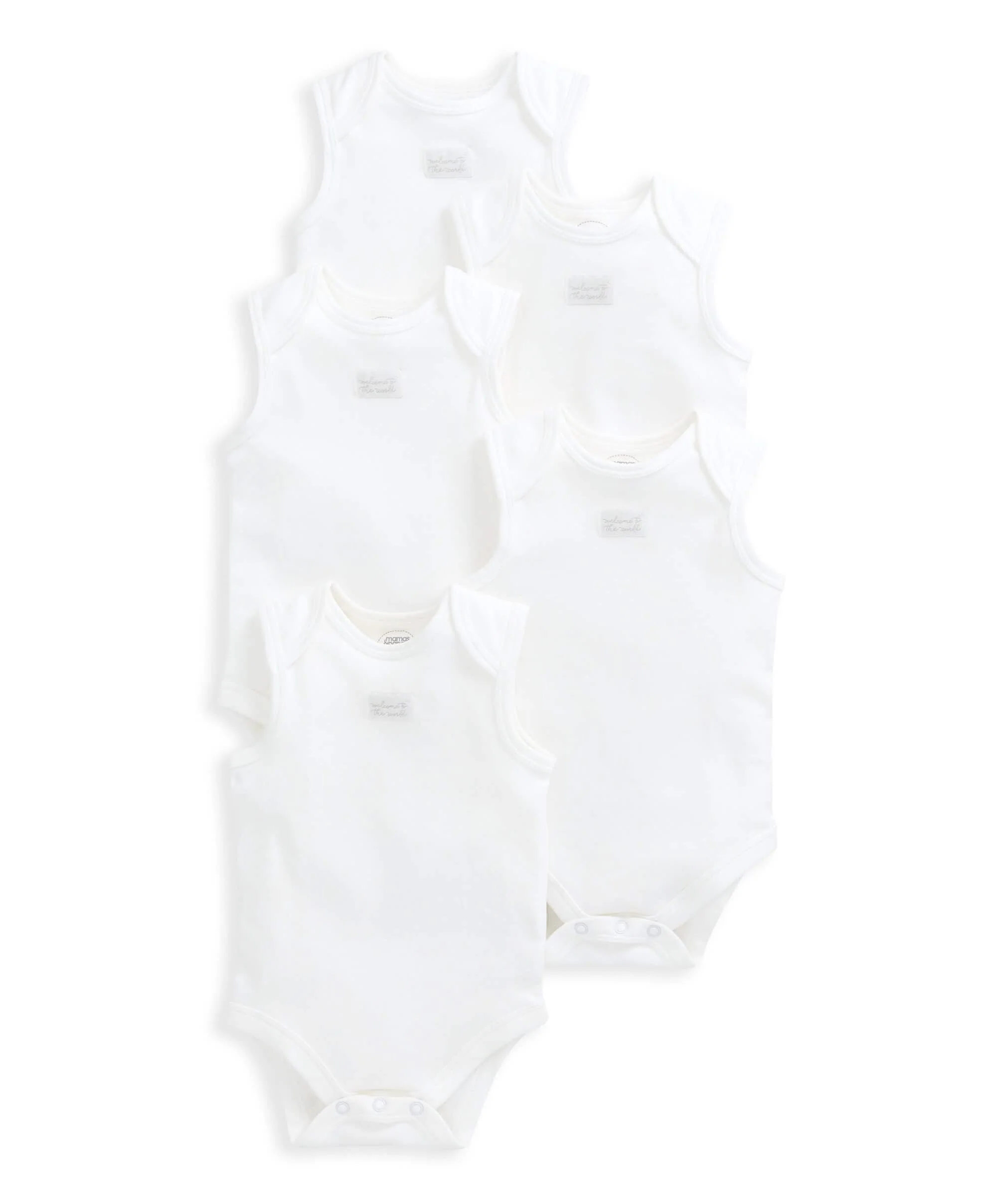 Organic Cotton Sleeveless Bodysuits (5 Pack) - White - Image 6