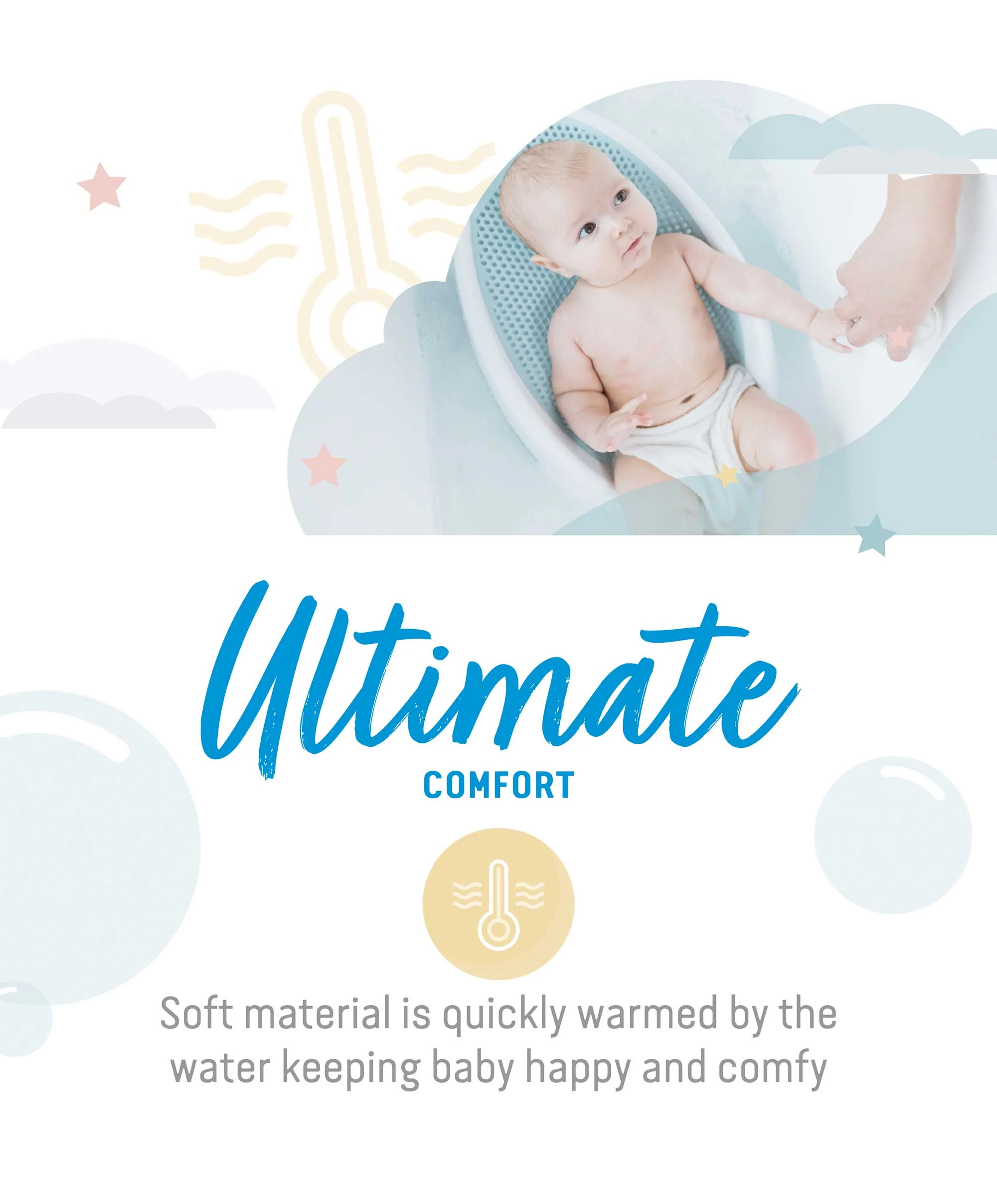 Angelcare Soft Touch Baby Bath Support - Aqua - Image 3