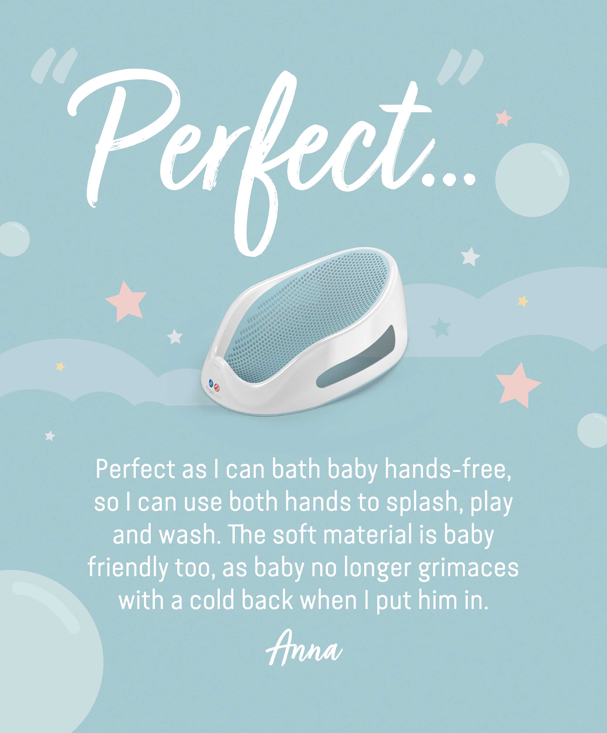 Angelcare Soft Touch Baby Bath Support - Aqua - Image 7