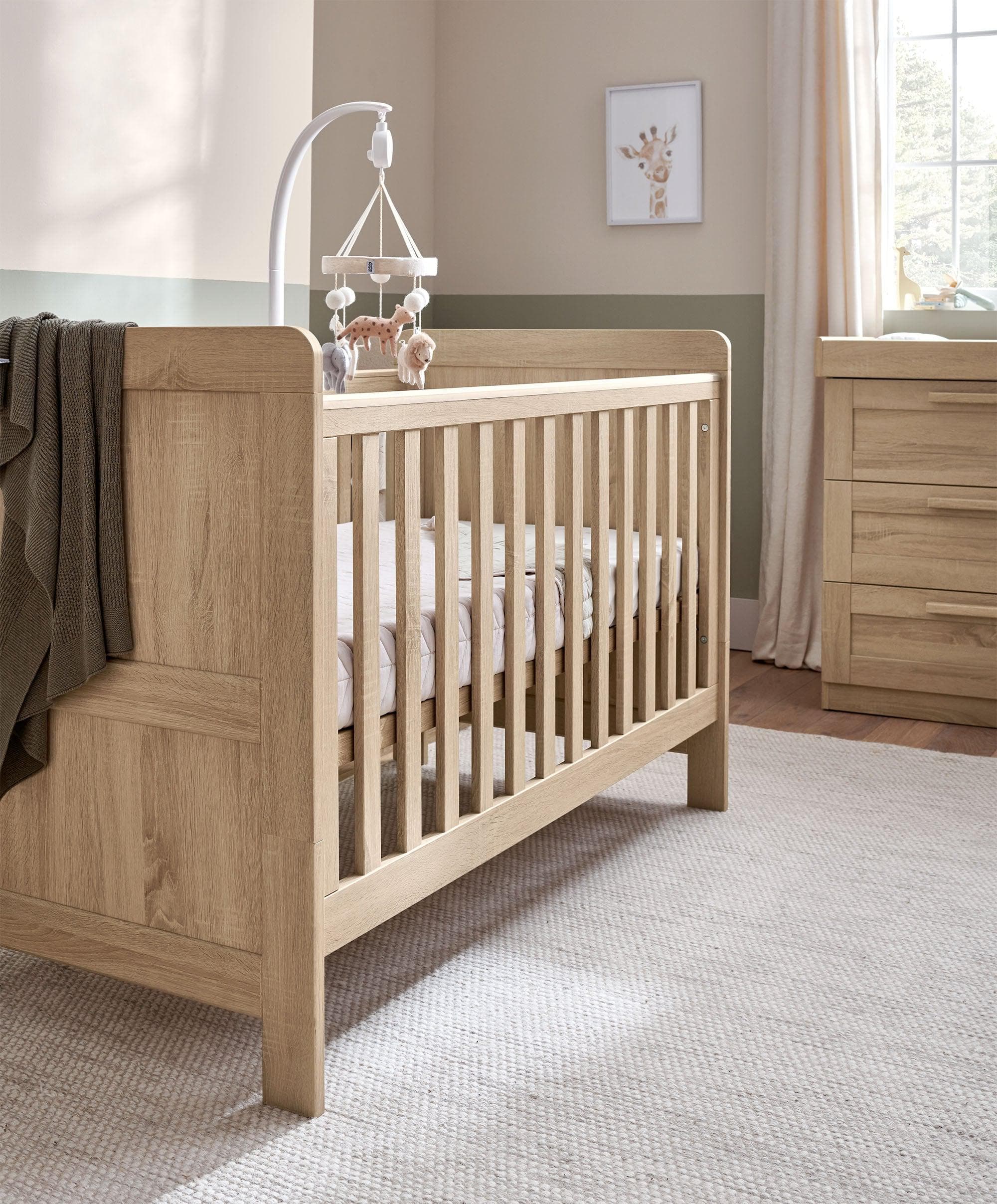 Atlas Cotbed & Luxury Hybrid Twin Mattress Bundle - Light Oak - Image 3