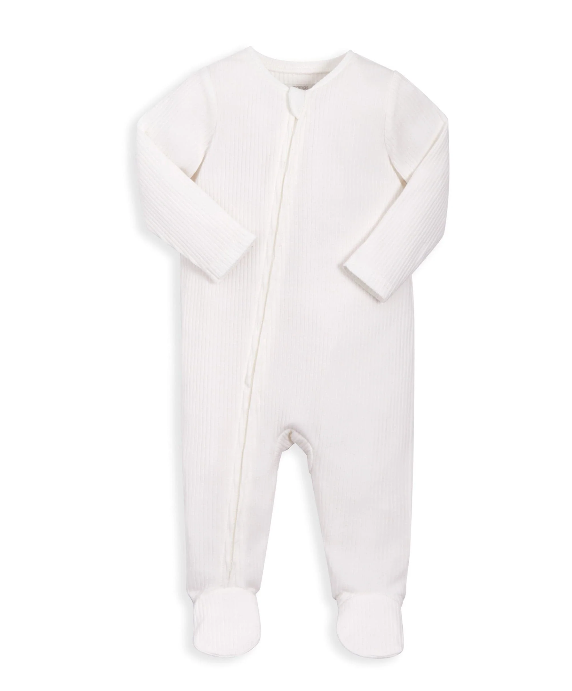 Organic Cotton Ribbed Sleepsuit - White - Image 3