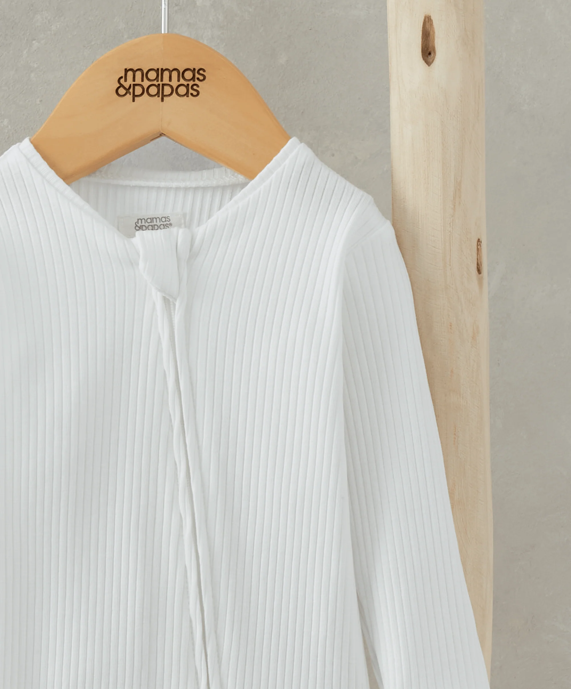 Organic Cotton Ribbed Sleepsuit - White - Image 6