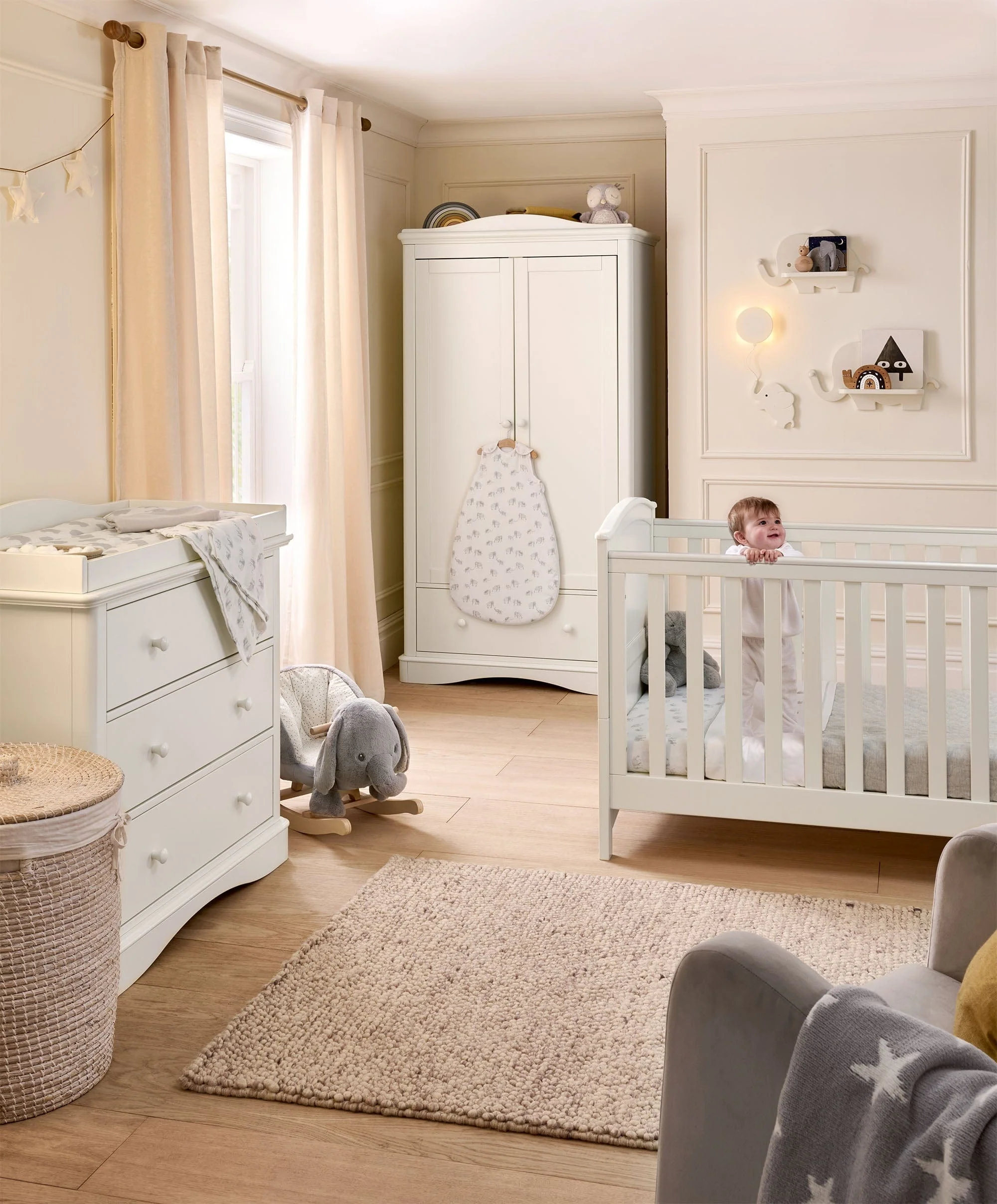 Flyn 3 Piece Cotbed Range with Dresser Changer & Wardrobe - White - Image 16