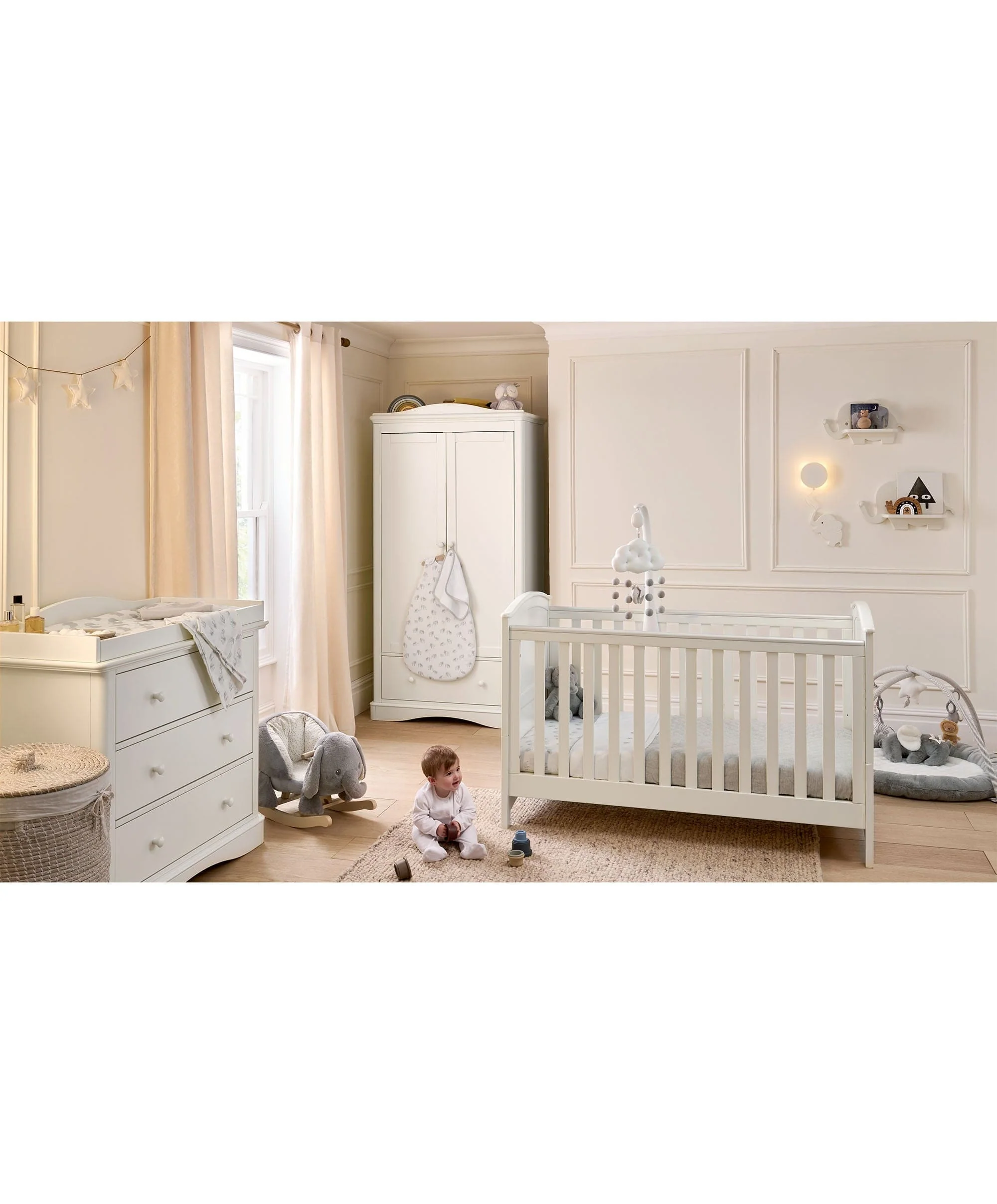 Flyn 3 Piece Cotbed Range with Dresser Changer & Wardrobe - White - Image 30