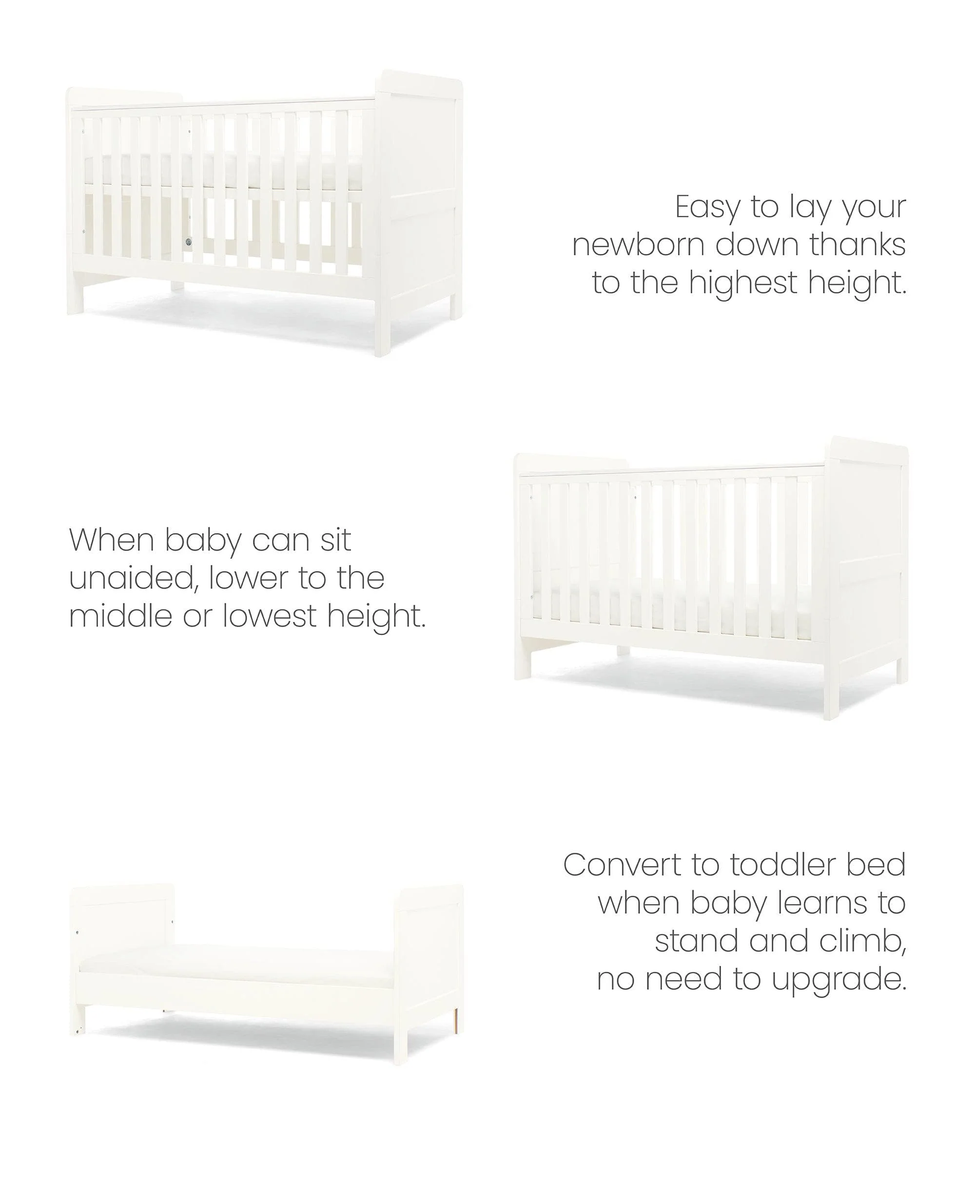 Hampden Nursery Bundle with Lua Bedside Crib (6 Piece) – White - Image 6
