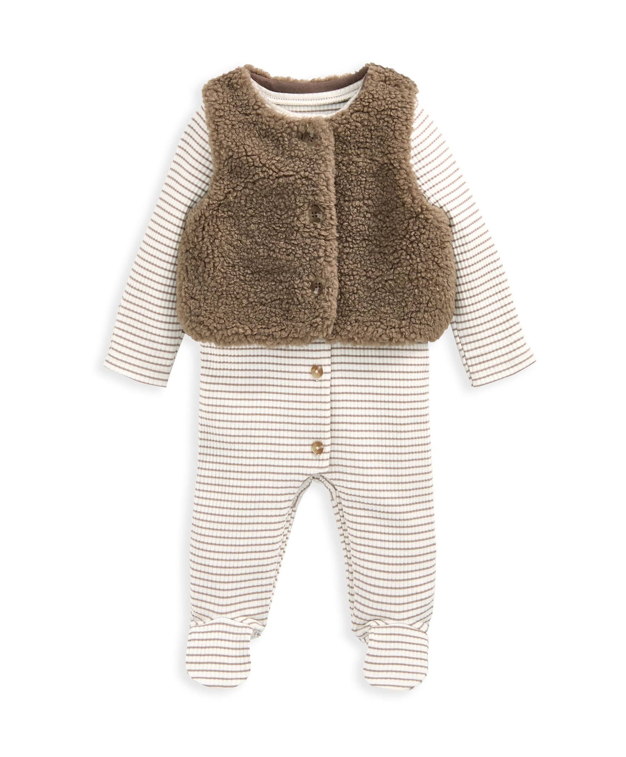 Borg Gilet & All in One Outfit Set - Sand - Image 5