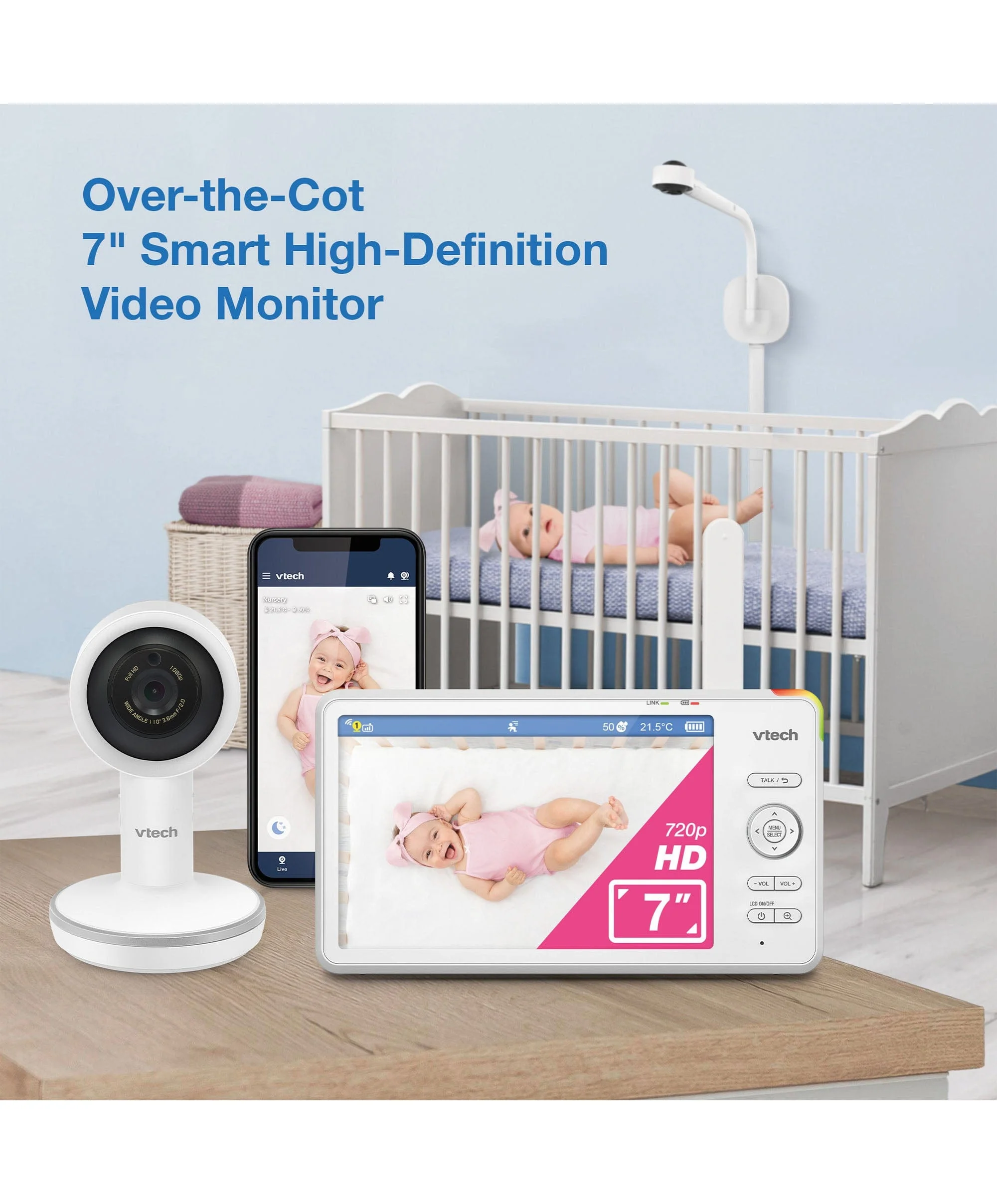 VTech RM7787HD 7” Over-The-Cot Smart Monitor - Image 4